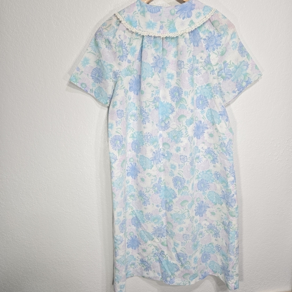 Dan-Ellen 80s Floral Lace Snap House Coat Night Gown Large - Picture 6 of 8